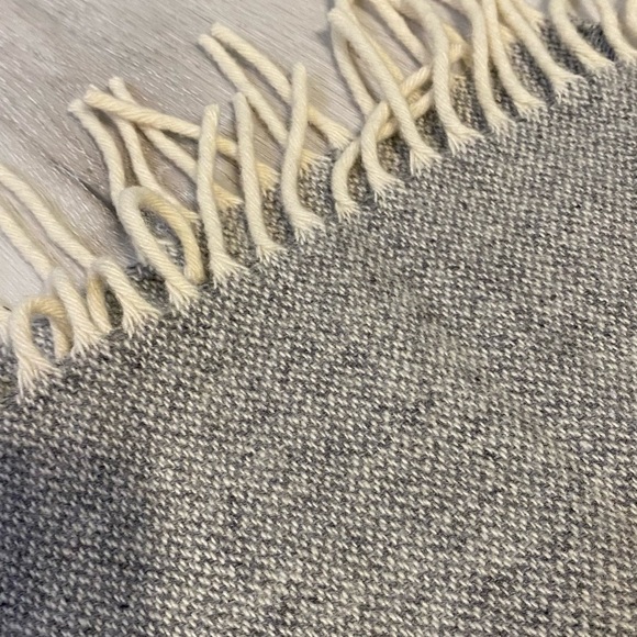 Grey Fringe Stripe Wool Blend Scarf - Picture 5 of 8